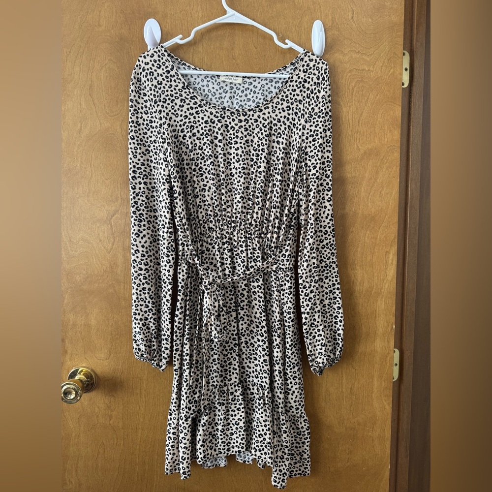 Leopard Print Long Sleeve Dress